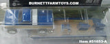 Item #51653-A Blue Gold Silver 1987 Lifted GMC K-2500 Pickup Truck with Toolbox and Blue Tandem Axle Flatbed Gooseneck Trailer with Ramps - 1/64 Scale - Greenlight