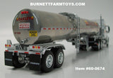 Item #60-0674 Oakley Transport White Yellow Orange Red Volvo VNL 740 Mid Roof Sleeper with Tandem Axle Brenner Food Grade Sanitary Tanker Trailer - 1/64 Scale - DCP by First Gear