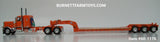 Item #60-1170 Orange Peterbilt 389 Pride-N-Class 36-inch Flattop Sleeper with Orange Tri-Axle Fontaine Magnitude Lowboy Trailer with Detachable Neck - 1/64 Scale - DCP by First Gear