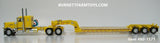 Item #60-1171 Yellow Peterbilt 389 Pride-N-Class 36-inch Flattop Sleeper with Yellow Tri-Axle Fontaine Magnitude Lowboy Trailer with Detachable Neck - 1/64 Scale – DCP by First Gear