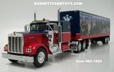 Item #60-1205 John Wayne Courage Edition Blue Red White Outline Kenworth W900A 60-inch Flattop Sleeper with Tandem Axle 40-foot Vintage Van Trailer - 1/64 Scale - DCP by First Gear