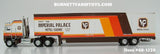 Item #60-1226 Imperial Palace White Brown Orange Kenworth K100 COE Aerodyne Sleeper with Tandem Axle Kentucky Moving Van Trailer - 1/64 Scale - DCP by First Gear - Fallen Flags Series