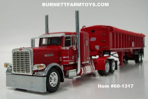 Item #60-1317 Red Peterbilt 389 Pride-N-Class 36-inch Flattop Sleeper with All Red EAST End Dump Trailer - 1/64 Scale – DCP by First Gear