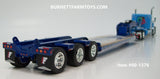 Item #60-1376 Baby Blue Peterbilt 389 Pride-N-Class 36-inch Flattop Sleeper with Blue Metallic Tri-Axle Fontaine Magnitude Lowboy Trailer with Detachable Neck - 1/64 Scale - DCP by First Gear