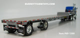 Item #60-1380 Two-Toned Blue White Stripe International Transtar COE with Silver Deck Silver Frame Spread Axle Transcraft Eagle Stepdeck Trailer - 1/64 Scale - DCP by First Gear
