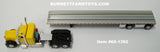 Item #60-1392 Yellow Black Fender Peterbilt 379 36-inch Flattop Sleeper with Silver Deck Black Frame Spread Axle Wilson Roadbrute Flatbed Trailer - 1/64 Scale – DCP by First Gear
