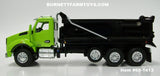 Item #60-1413 Lime Green Kenworth T880 Day Cab with Tri-Axle Black Rogue Transfer Dump Body - 1/64 Scale – DCP by First Gear
