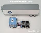 Item #60-1427 Refrigerated Transport Co. Baby Blue White Black Outline Peterbilt 352 COE 86-inch Sleeper with Tandem Axle 40-foot Vintage Refrigerated Van Trailer with Thermo King Refrigerator - 1/64 Scale - DCP by First Gear - Fallen Flags #45