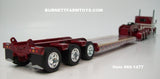 Item #60-1477 King Bros Burgundy Cream Tri-Axle Peterbilt 389 63-inch Flattop Sleeper with Burgundy Tri-Axle Fontaine Magnitude Lowboy Trailer with Detachable Neck - 1/64 Scale - DCP by First Gear