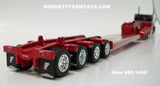 Item #60-1496 Black Red Silver Outline Tri-Axle Peterbilt 389 63-inch Flattop Sleeper with Red Tri-Axle Fontaine Magnitude Lowboy Trailer with Flip Axle and Detachable Neck - 1/64 Scale - DCP by First Gear
