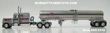 Item #60-1510 Mies and Daughter Trucking Silver Pink Black Outline Peterbilt 389 63-inch Flattop Sleeper with Tandem Axle Walker Milk Tanker Trailer - 1/64 Scale - DCP by First Gear