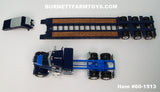 Item #60-1513 Three-Toned Blue Gold Outline Peterbilt 351 36-inch Flattop Sleeper with Dark Blue Tri-Axle Talbert Lowboy Trailer with Detachable Neck - 1/64 Scale - DCP by First Gear