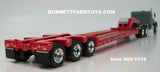 Item #60-1515 Gray Red and Gun Metal Gray Stripe Black Outline Peterbilt 351 36-inch Sleeper with Red Tri-Axle Talbert Lowboy Trailer with Detachable Neck - 1/64 Scale - DCP by First Gear