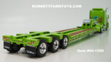 Item #60-1550 Lime Green Peterbilt 379 63-inch Mid Roof Sleeper with Lime Green Tri-Axle Talbert Lowboy Trailer with Detachable Neck - 1/64 Scale - DCP by First Gear