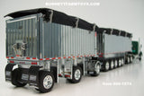 Item #60-1574 Green Kenworth T800 38-inch Sleeper with Chrome Sided Black Tarp Silver Frame East Genesis II 31-foot and 20-foot Michigan Train End Dump Trailers - 1/64 Scale - DCP by First Gear