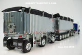 Item #60-1575 Dark Blue Kenworth T800 38-inch Sleeper with Chrome Sided Black Tarp Silver Frame East Genesis II 31-foot and 20-foot Michigan Train End Dump Trailers - 1/64 Scale - DCP by First Gear