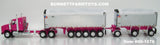 Item #60-1576 Pink Kenworth T800 38-inch Sleeper with Chrome Sided White Tarp Pink Frame East Genesis II 31-foot and 20-foot Michigan Train End Dump Trailers - 1/64 Scale - DCP by First Gear