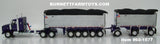 Item #60-1577 Purple Kenworth T800 38-inch Sleeper with Chrome Sided Black Tarp Purple Frame East Genesis II 31-foot and 20-foot Michigan Train End Dump Trailers - 1/64 Scale - DCP by First Gear