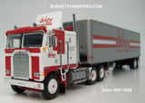 Item #60-1596 Dickey Transport White Red Kenworth K100 COE with Silver Trim Tandem Axle 40-foot Vintage Refrigerated Trailer with Thermo King Refrigerator - 1/64 Scale - DCP by First Gear
