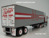 Item #60-1596 Dickey Transport White Red Kenworth K100 COE with Silver Trim Tandem Axle 40-foot Vintage Refrigerated Trailer with Thermo King Refrigerator - 1/64 Scale - DCP by First Gear