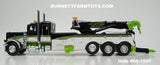 Item #60-1597 Lefthander Trucking Black Lime White Peterbilt 389 36-inch Flattop Sleeper with Tri-Axle Century 1150 Rotator Wrecker - 1/64 Scale - DCP by First Gear
