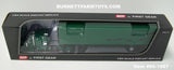 Item #60-1607 Green Black Gray Peterbilt 359 63-inch Mid Roof Sleeper with Green Black Gray Sided Black Frame Spread Axle Utility Roll Tarp Flatbed Trailer - 1/64 Scale - DCP by First Gear