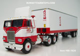 Item #60-1628 Crete Carrier Corp White Red White-Freightliner COE with Turbo Wing and White Red Sided Silver Trim Tandem Axle 40-foot Vintage Dry Goods Van Trailer - 1/64 Scale - DCP by First Gear