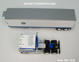 Item #60-1629 Shaffer Trucking Blue White Black Stripe Gold Outline Kenworth K100 COE with Turbo Wing and White Blue Sided Silver Trim Tandem Axle 40-foot Vintage Refrigerated Trailer with Thermo King Refrigerator - 1/64 Scale - DCP by First Gear