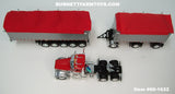 Item #60-1632 Red Silver Kenworth W900L Day Cab with Silver Sided Red Tarp Black Frame East Genesis II 31-foot and 20-foot Michigan Train End Dump Trailers - 1/64 Scale – DCP by First Gear