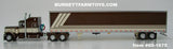 Item #60-1675 Brown Cream Peterbilt 359 63-inch Mid Roof Sleeper with Brown Cream Ribbed Sided Silver Roof Cream Frame Tandem Axle Utility 53-foot Dry Goods Van Trailer - 1/64 Scale - DCP by First Gear