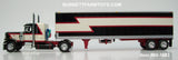 Item #60-1683 Black Cream Red Peterbilt 359 36-inch Flattop Sleeper with Black Cream Red Sided Silver Trim Red Frame Tandem Axle Vintage 40-foot Dry Goods Van Trailer - 1/64 Scale – DCP by First Gear