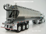 Item #60-1684 White Gun Metal Gray Black Outline Kenworth W900L Day Cab with Polished Tri-Axle Walinga Bulk Feed Tanker Trailer - 1/64 Scale – DCP by First Gear