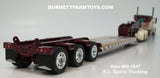 Item #60-1697 R.L. Spartz Trucking Cream Burgundy Peterbilt 389 36-inch Flattop Sleeper with Burgundy Tri-Axle Fontaine Magnitude Lowboy Trailer - 1/64 Scale - DCP by First Gear