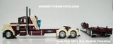 Item #60-1697 R.L. Spartz Trucking Cream Burgundy Peterbilt 389 36-inch Flattop Sleeper with Burgundy Tri-Axle Fontaine Magnitude Lowboy Trailer - 1/64 Scale - DCP by First Gear