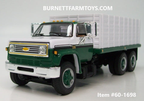 Item #60-1698 White Green Black Outline Chevrolet C65 Tandem Axle Grain Truck with White Sided Green Frame Bed - 1/64 Scale - DCP by First Gear