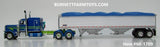 Item #60-1709 Surf Blue Metallic Lime Green Peterbilt 389 63-inch Flattop Sleeper with White High Sided Blue Tarp Silver Frame Tandem Axle Wilson 43-foot Pacesetter Hopper Bottom Grain Trailer - 1/64 Scale - DCP by First Gear
