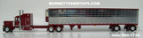 Item #60-1734 Burgundy Metallic Peterbilt 389 63-inch Mid Roof Sleeper with Chrome Ribbed Sided Burgundy Trim Spread Axle Utility Refrigerated Trailer with Thermo King Refrigerator - 1/64 Scale – DCP by First Gear