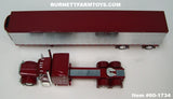 Item #60-1734 Burgundy Metallic Peterbilt 389 63-inch Mid Roof Sleeper with Chrome Ribbed Sided Burgundy Trim Spread Axle Utility Refrigerated Trailer with Thermo King Refrigerator - 1/64 Scale – DCP by First Gear