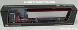 Item #60-1734 Burgundy Metallic Peterbilt 389 63-inch Mid Roof Sleeper with Chrome Ribbed Sided Burgundy Trim Spread Axle Utility Refrigerated Trailer with Thermo King Refrigerator - 1/64 Scale – DCP by First Gear