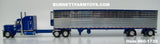 Item #60-1735 Blue Metallic Peterbilt 389 63-inch Mid Roof Sleeper with Chrome Ribbed Sided Blue Metallic Spread Axle Utility Refrigerated Trailer with Thermo King Refrigerator - 1/64 Scale – DCP by First Gear