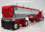 Item #60-1738 Red Peterbilt 389 63-inch Mid Roof Sleeper with Chrome Sided Red Tarp Red Frame Spread Axle MAC Round Dump Trailer - 1/64 Scale – DCP by First Gear