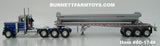 Item #60-1749 Blue Silver Metallic Tri-Axle Peterbilt 359 Day Cab with Headache Rack and Silver Metallic Tri-Axle SmithCo Side Dump Trailer - 1/64 Scale – DCP by First Gear