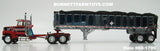 Item #60-1799 Dark Red Black Stripe Silver Stripe Ford LTL 9000 Day Cab with Chrome Black Tarp Silver Frame Tandem Axle EAST End Dump Trailer - 1/64 Scale – DCP by First Gear