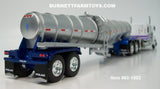 Item #60-1802 White Blue Red Outline Tri-Axle Kenworth W900L 60-inch Flattop Sleeper with Silver Blue Tandem Axle Polar Deep Drop Tank Trailer - 1/64 Scale – DCP by First Gear