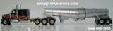 Item #60-1803 Black Gold Red Outline Tri-Axle Kenworth W900L 60-inch Flattop Sleeper with Silver Tandem Axle Polar Deep Drop Tank Trailer - 1/64 Scale – DCP by First Gear