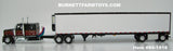 Item #60-1818 Black Burgundy Gold Outline Kenworth W900L 60-inch Flattop Sleeper with White Ribbed Sided Black Trim Black Frame Spread Axle 53-foot Utility Refrigerated Trailer with Thermo King Refrigerator - 1/64 Scale – DCP by First Gear