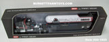 Item #60-1825 Mid-America Trucking Show 2024 Edition Black Red White Outline Kenworth W990 76-inch Mid Roof Sleeper with White Red Stripe Black Stripe Black Frame Tri-Axle Mississippi LPG Propane Tanker Trailer - 1/64 Scale – DCP by First Gear