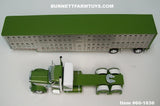 Item #60-1836 Olive Green White Black Outline Peterbilt 389 36-inch Flattop Sleeper with Silver Olive Green Trim Spread Axle Wilson Silver Star Livestock Trailer - 1/64 Scale – DCP by First Gear