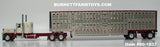 Item #60-1837 Cream Burgundy Peterbilt 389 36-inch Flattop Sleeper with Silver Burgundy Trim Spread Axle Wilson Silver Star Livestock Trailer - 1/64 Scale – DCP by First Gear