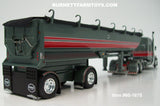 Item #60-1875 Gun Metal Gray Red White Outline Kenworth W900L 86-inch Studio Sleeper with Gun Metal Gray Red White Spread Axle MAC Round Dump Trailer - 1/64 Scale – DCP by First Gear